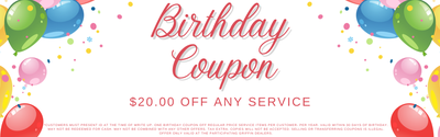 $20.00 Off Any Service Birthday Coupon