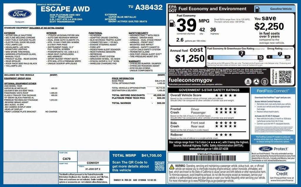 2026 Ford Escape Hybrid Platinum