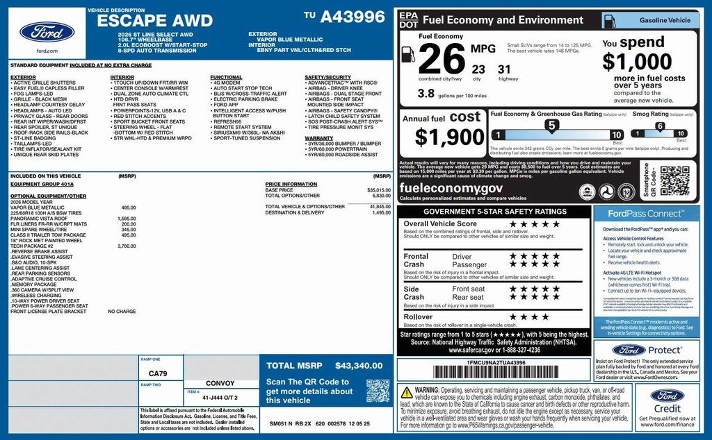 2026 Ford Escape ST-Line Select