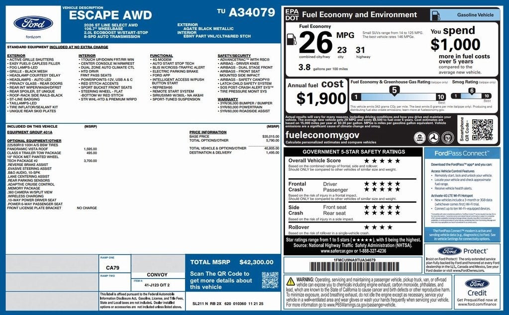 2026 Ford Escape ST-Line Select