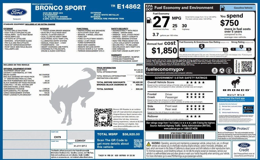 2026 Ford Bronco Sport Big Bend Bronze Appearance Pack