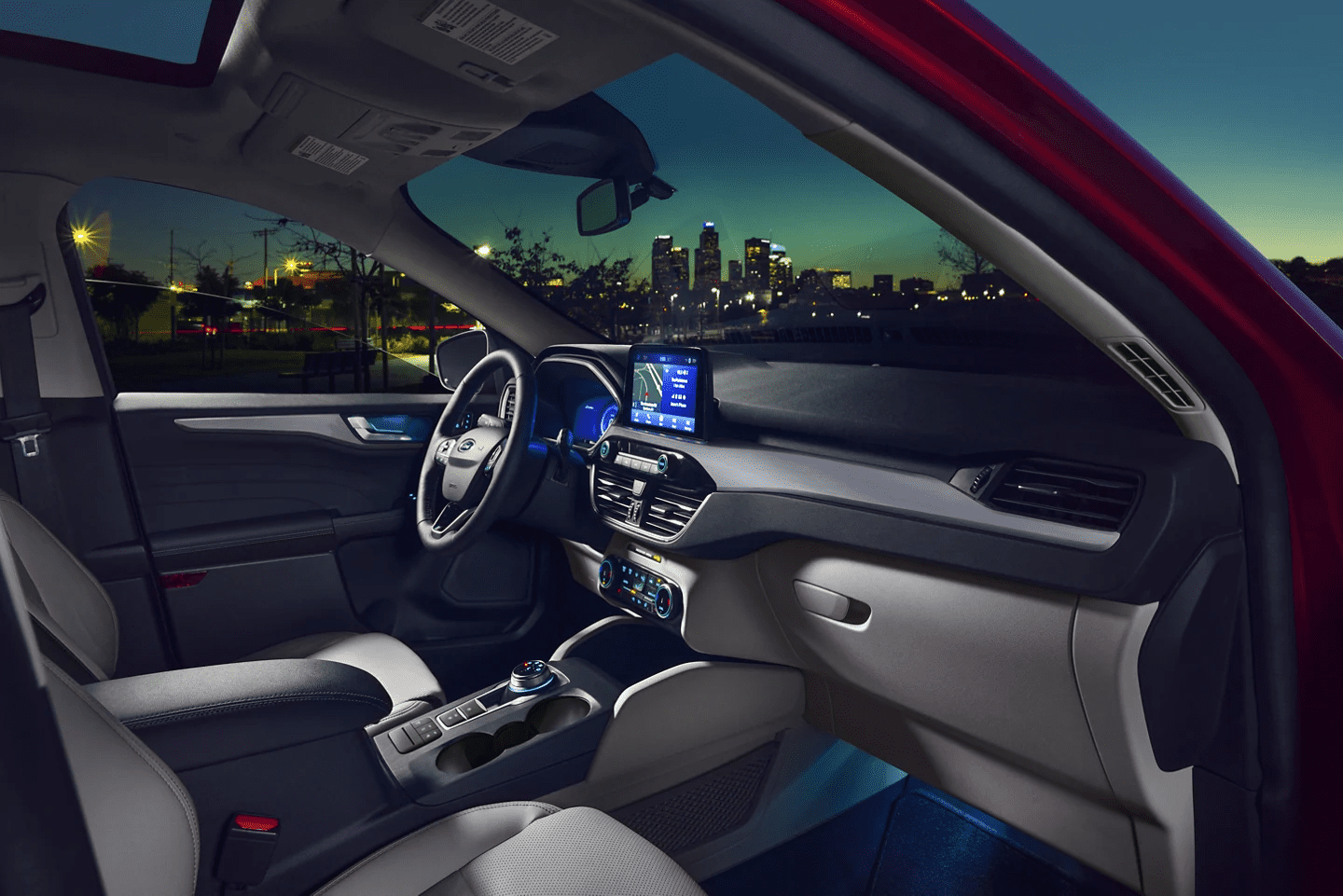 2022 Ford Escape dashboard under the sunset